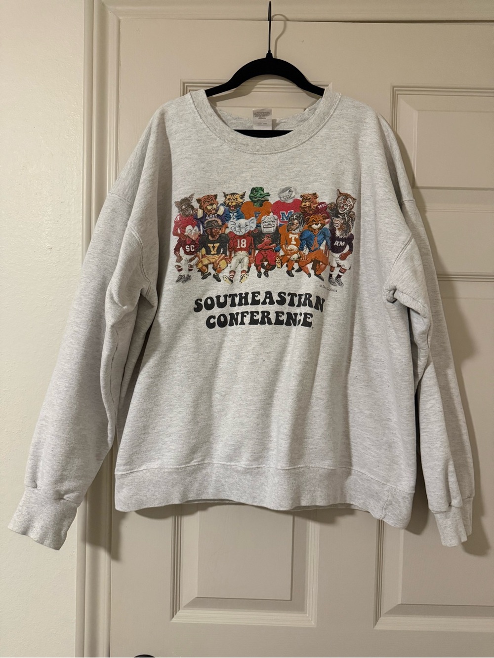 Hanes Light Gray Southeastern Conference Mascot Crewneck